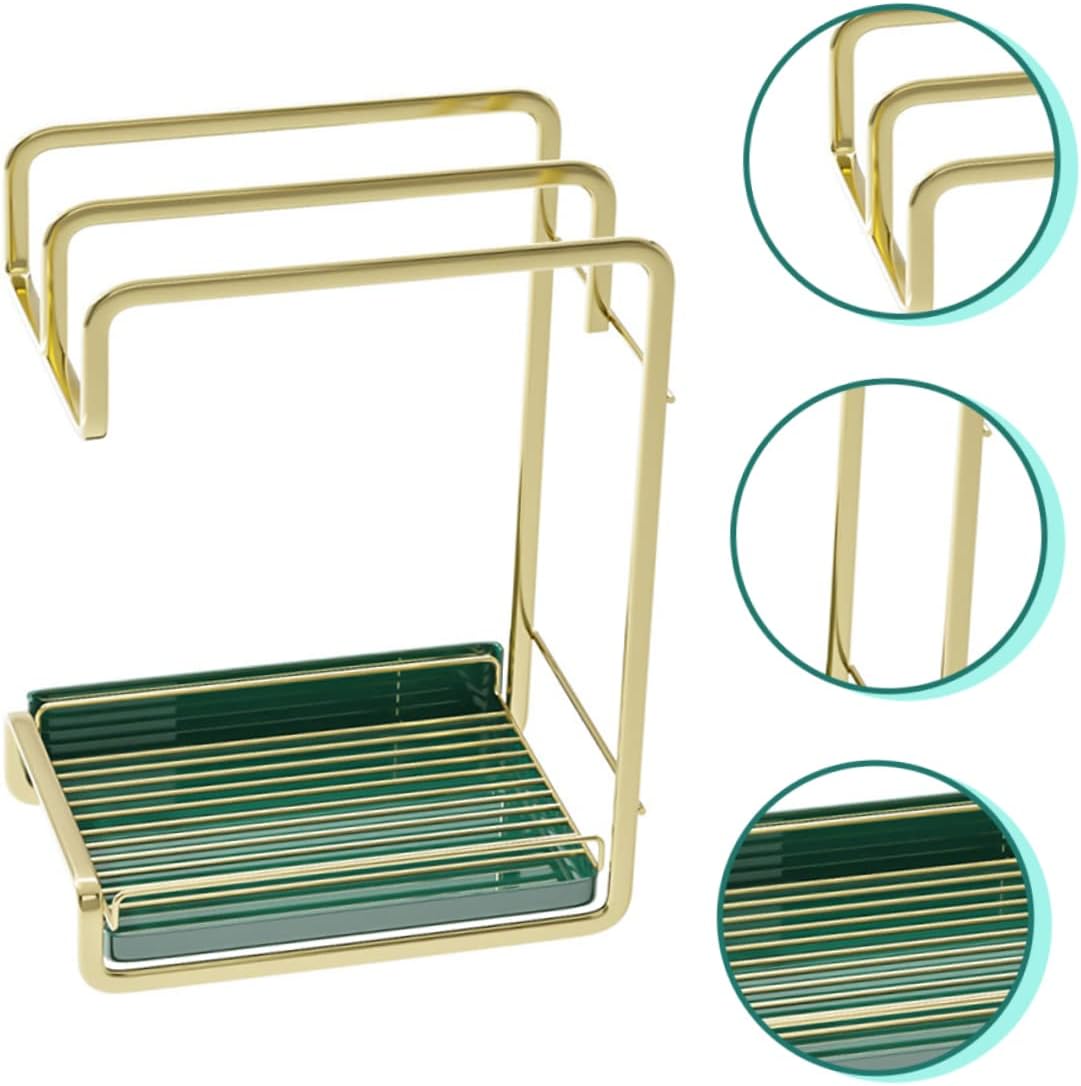 PRETYZOOM Punch Wall Mounted Duster Cloth Rack Multi Functional Kitchen Storage Accessory for Sponges Detergents and Cleaning Tools Space Saving Design Easy Installation
