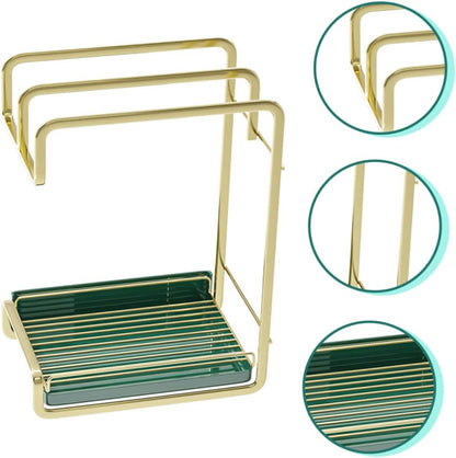 PRETYZOOM Punch Wall Mounted Duster Cloth Rack Multi Functional Kitchen Storage Accessory for Sponges Detergents and Cleaning Tools Space Saving Design Easy Installation