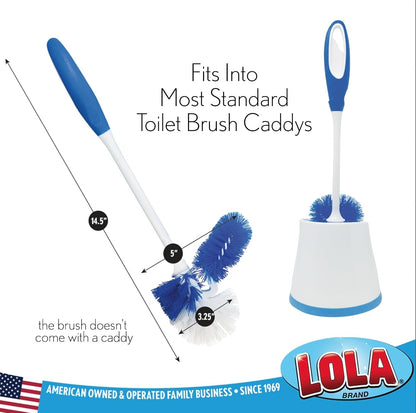 LOLA Toilet Bowl Brush w/Curved Head, Coated Wire, Durable Poly Bristles, Reaches Under Toilet Bowl Rim, 1 Pack