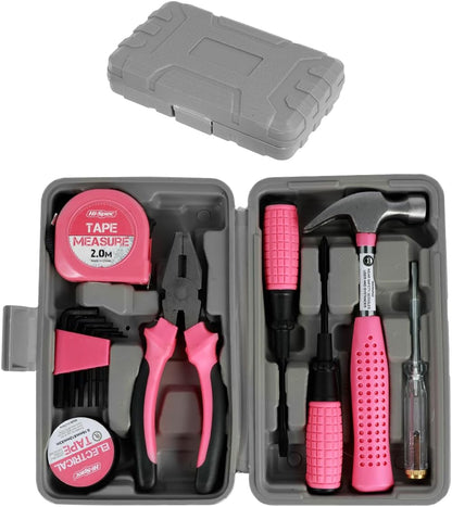 24-Piece Pink Household DIY Tool Kit for Women – Compact Mini Tool Box Set with Essential Starter Tools for Home Projects