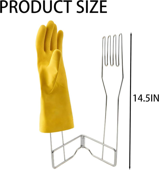 Stainless Steel Glove Holder Collapsible Dish Rack Stand Organizes Dish Gloves, Fits Rubber Gloves for Dishwashing