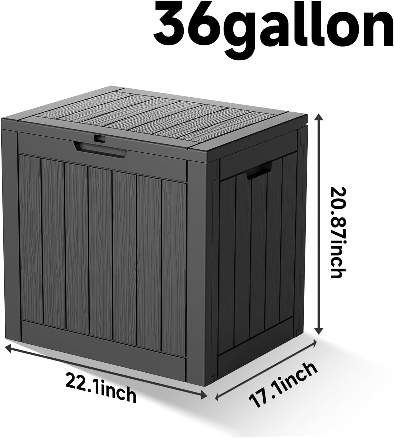 EasyUp 33 Gallon Resin Deck Box Waterproof, UV Resistant Outdoor Storage Box for Delivery, Porch, Patio and Garden, Stripe Black