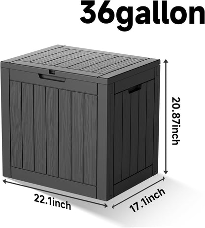EasyUp 33 Gallon Resin Deck Box Waterproof, UV Resistant Outdoor Storage Box for Delivery, Porch, Patio and Garden, Stripe Black