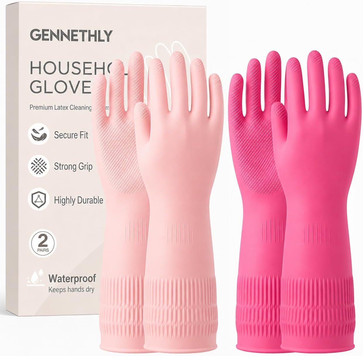Rubber Dishwashing Gloves, Reusable Cleaning Dish Gloves for Kitchen, Long Cuff for Washing Dishes