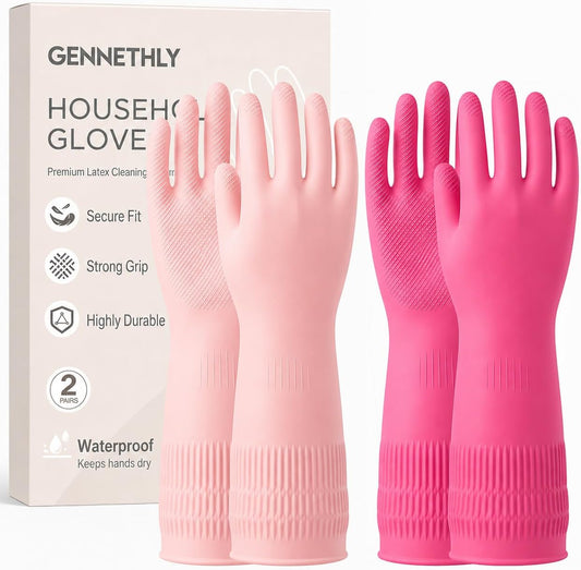 Rubber Dishwashing Gloves, Reusable Cleaning Dish Gloves for Kitchen, Long Cuff for Washing Dishes