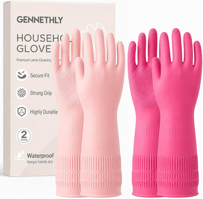 Rubber Dishwashing Gloves, Reusable Cleaning Dish Gloves for Kitchen, Long Cuff for Washing Dishes