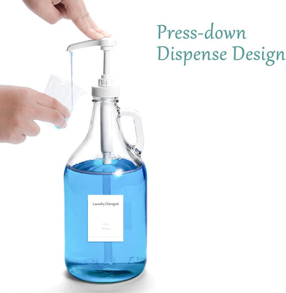 Glass Laundry Detergent Dispenser with Pump, 64OZ Liquid Laundry Soap Dispenser, Fabric Softener Dispenser Bottle for Laundry Room Organization and Storage, 1 Pack