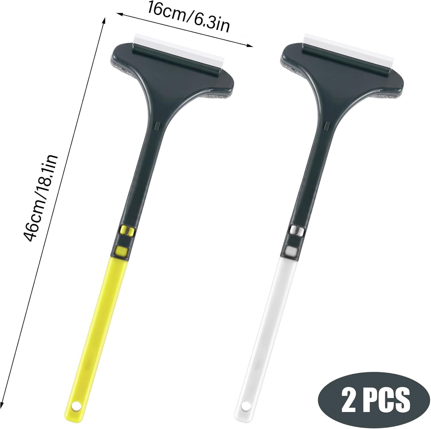2Pcs Window Screen Cleaner Tool & Mesh Screen Cleaner Brush, 2-in-1 Double-Sided Scrubber with Detachable Handle, 16x46 cm