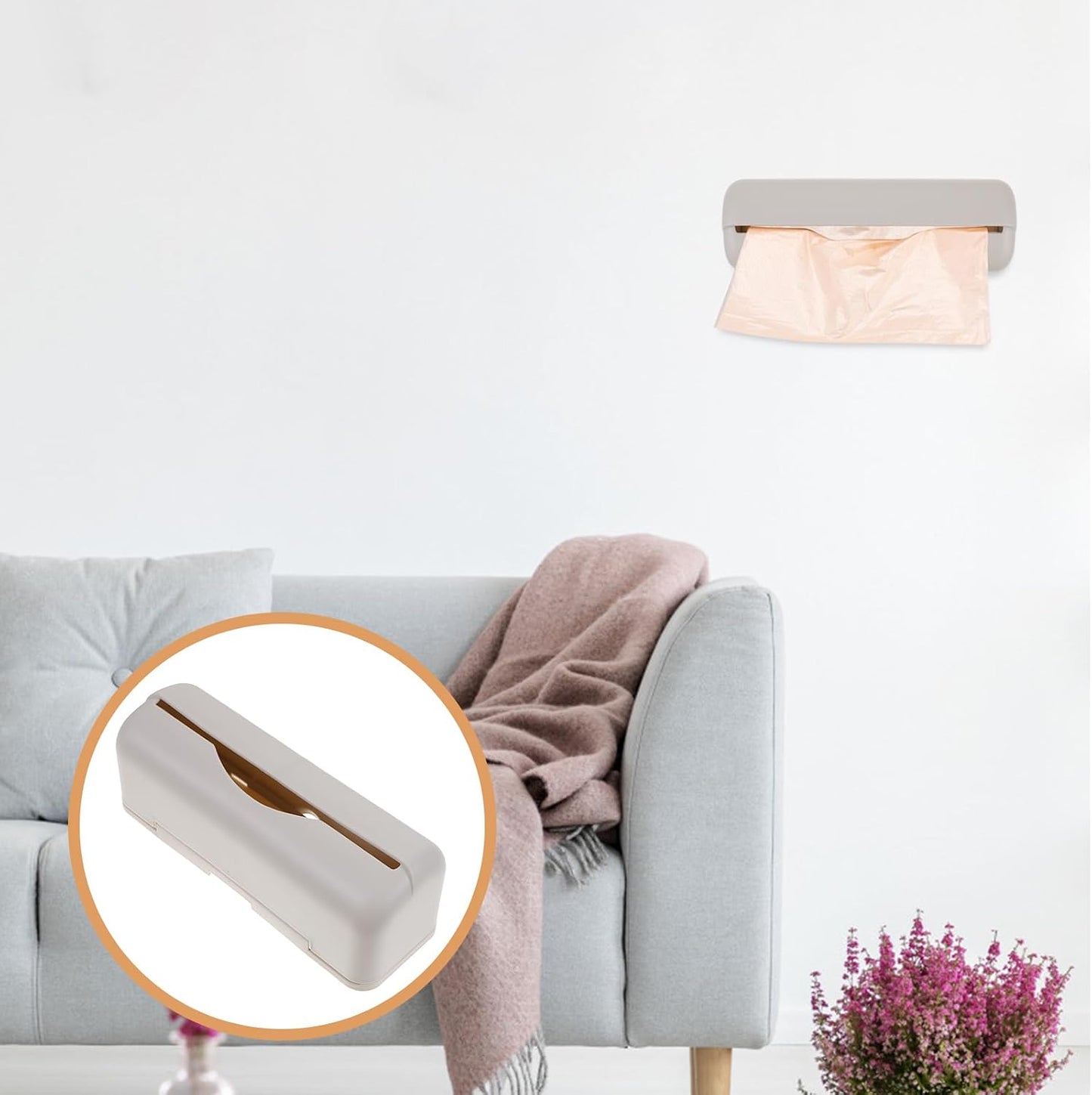 Cabilock Wall Mounted Plastic Bag Holder Trash Bag Dispenser Roll Holder Grocery Bag Storage Dispenser Hanging Over Cabinet Door Under Sink Bag Saver for Kitchen Bathroom White