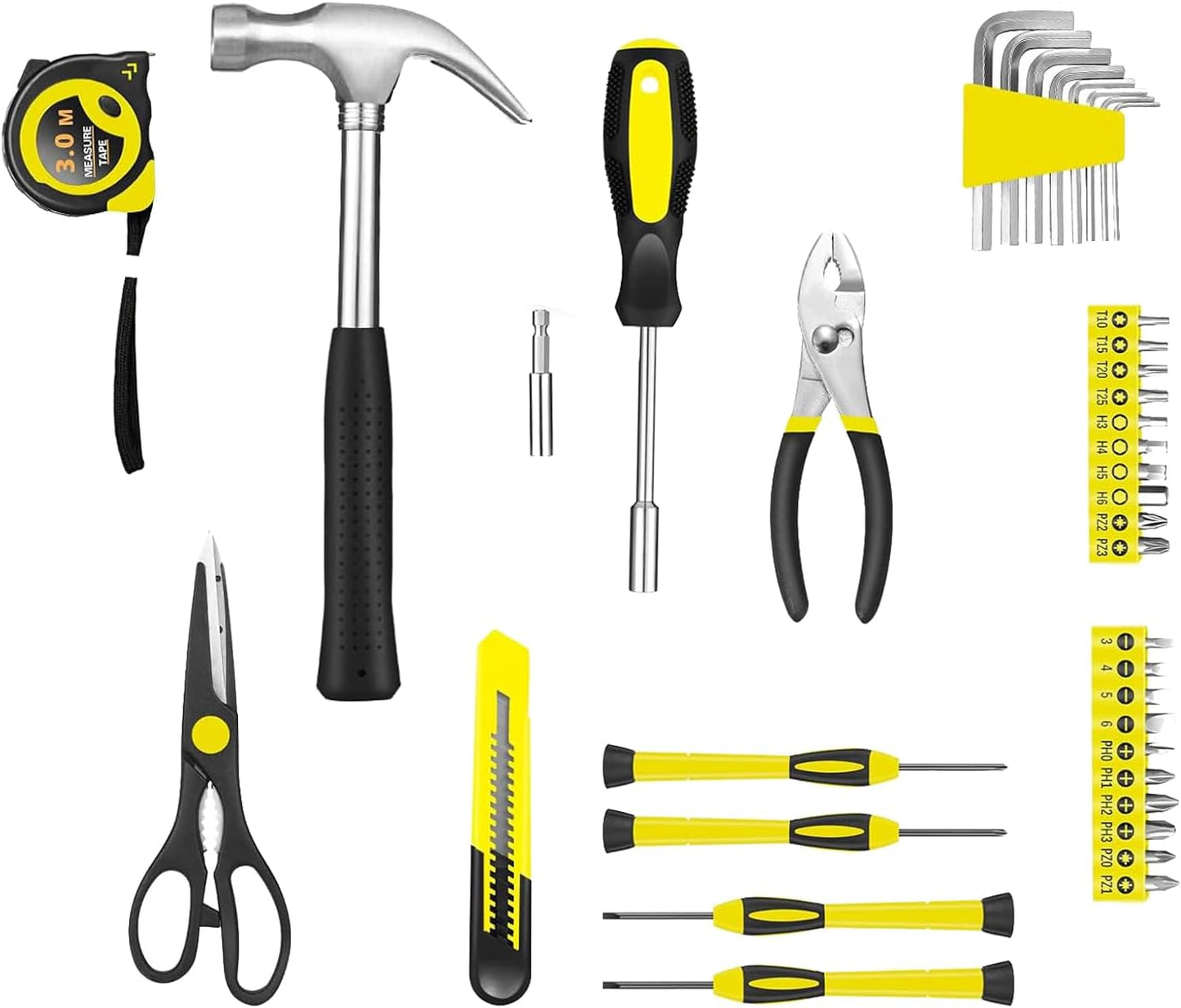 39 Piece Basic Home Tool Set Household Tool Set General Repair Small Hand Tool Kit in Toolbox Storage Case for Home Garage Office College Dormitory Use, Blue