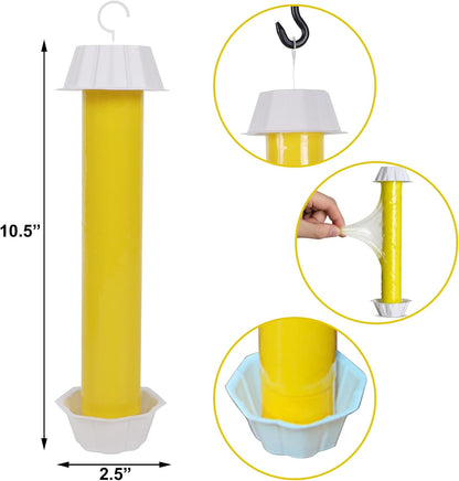 Fly Stick Sticky Fly Traps for Indoors Outdoor 12pk, Sticky Hanging Fly Stick, Flying Insect Trap, wasp Trap（Fluorescent Strip Yellow）