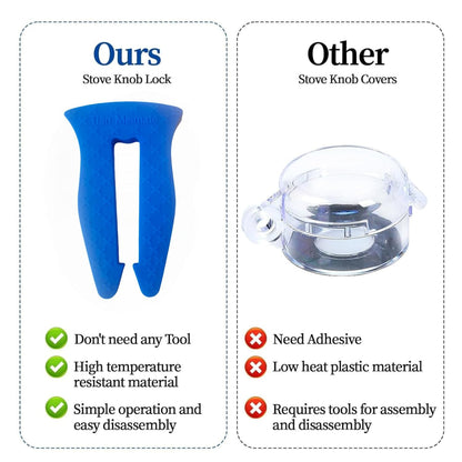 Universal Stove Knob Locks(5 Pack Blue) Child Proof Gas Stove Safety Lock with Key, Easy Install No Tools Needed, Heat Resistant Baby Proofing Essentials for Kitchen Cooktop