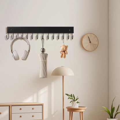 2Pack Key Holder Wall Mount with 28 Rotating 180° Key Hooks, 14.6" Rustproof Organizer Hanger for Apartment Decor, Wall Storage Rack for Entryway, Living Room, Hallway, Bathroom, Kitchen(White)