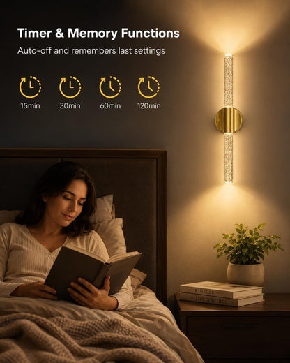 Peel and Stick on Wall Sconce set of 2, Rechargeable No Drill Gold Wireless Magnetic Battery Operated Wall Lights with Remote, Dimmable Cordless Wall Lamps for Bedroom Living Room Bathroom Decor
