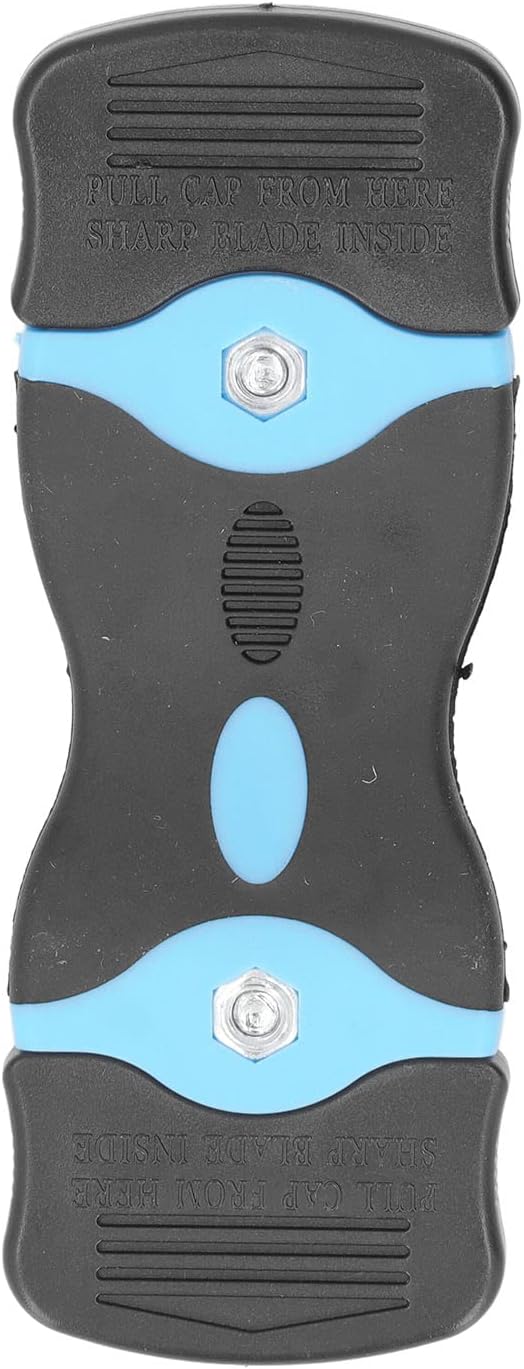 Oumefar Plastic Blades, 2 in 1 Scraper Tool ABS Blade Scrapers Stainless Steel Blades for Removing Stubborn Grease and Burnt Spills on Glass Stoves, Ovens Grills(Black+Blue)