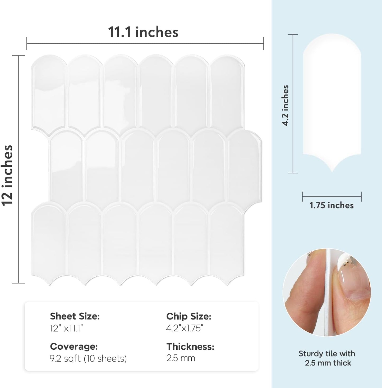 Vamos Tile Upgraded Thicker Design Peel and Stick Backsplash Tile, Self Adhesive Vinyl Wall Tiles, Stick on Backsplash for Kitchen, Bathroom, RV,Pantry,10-Sheet Grayish Blue Marble with White Grout
