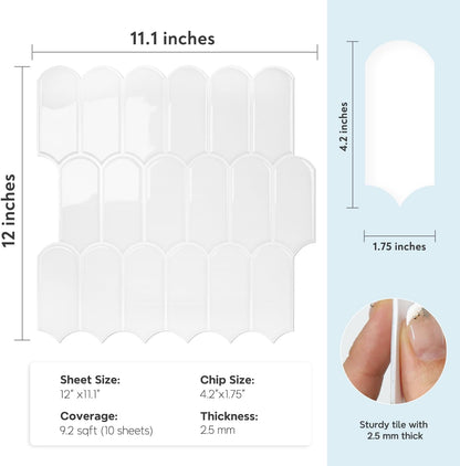 Vamos Tile Upgraded Thicker Design Peel and Stick Backsplash Tile, Self Adhesive Vinyl Wall Tiles, Stick on Backsplash for Kitchen, Bathroom, RV,Pantry,10-Sheet Grayish Blue Marble with White Grout
