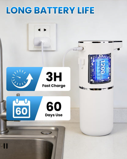 Automatic Liquid Soap Dispenser Touchless, USB Rechargeable Hand Soap Dispenser, 4 Adjustable Volume Levels, IPX5 Waterproof, 12.8oz/380ml Wall Mounted for Bathroom Kitchen Countertop, White