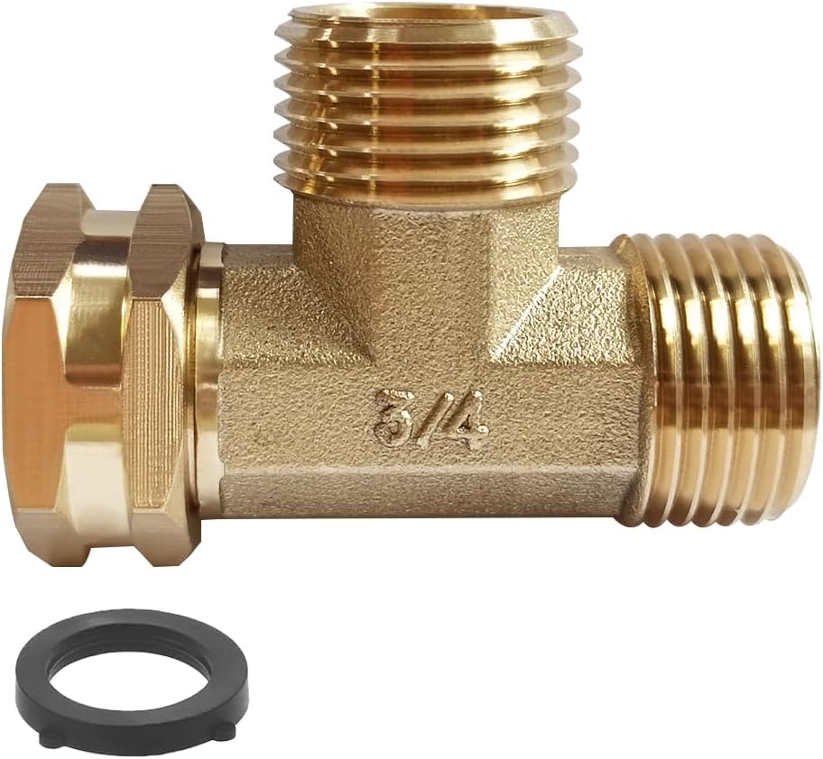 Joywayus 2PCS Brass 3/4" GHT Garden Hose Splitter Body Backyard 2 Way Y Shaped Swivel Connector Threaded Pipe Fitting Coupler Adapter with Washer