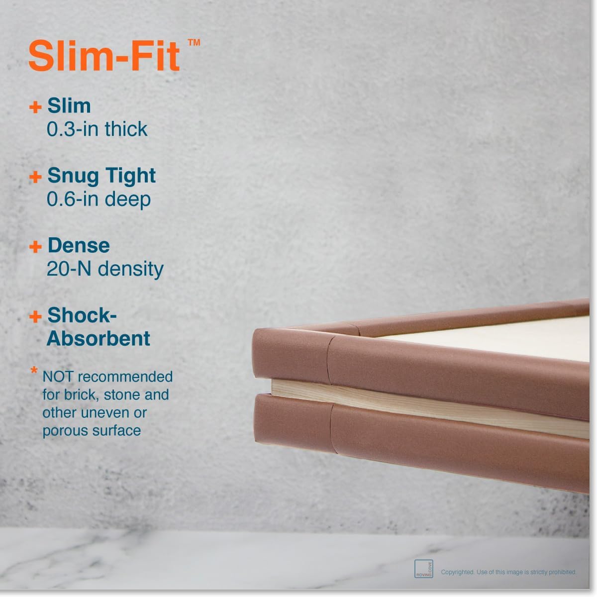 Roving Cove Slimfit Corner Edge Protector for Baby Proofing (Small 15ft Edge 4 Corners), Furniture Safety Bumper Guard, Soft NBR Rubber Foam, 3M Adhesive, Oyster White (Off White)