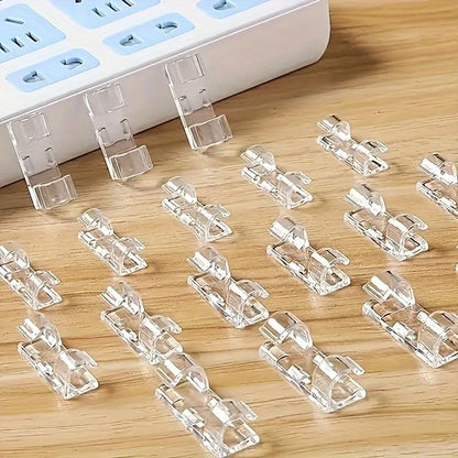 40 Pack Clear Cable Clips Self Adhesive, Cord Organizer for Desk Wall, Invisible Wire Management Holder, Small Ethernet Cable Ties for Office, Home, Car, TV