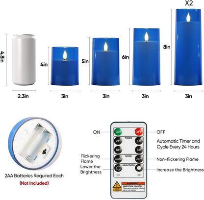 Raycare Flameless Candles Battery Operated with Remote Timer, Acrylic Flickering LED Pillar Candle for Christmas, Wedding, Home Decor, Gift for Family and Friend, White, Set of3