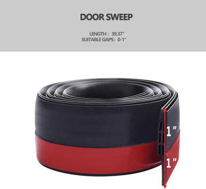 Suptikes Door Draft Stopper Under Door Sweep for Exterior & Interior Doors, Weather Stripping Door Seal, Strong Adhesive Door Sweep Soundproof Weather Stripping, 2" W x 39" L, White