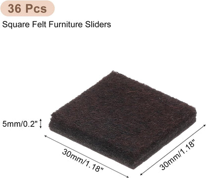 uxcell Furniture Pads, 36Pcs 1.5" - Square Self Adhesive Felt Furniture Pads, Floor Protectors for Furniture Feet Chairs Legs Hardwood Floors (Black)