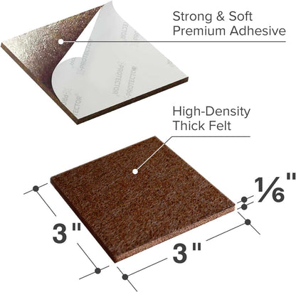 X-Protector Premium Felt Furniture Pads - 20 PCS 6 x 1/2" - Black Rectangular Pads with Tenacious Adhesive - Protects Hardwood, Laminate & Tile Floors