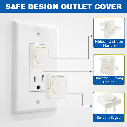 Outlet Covers Baby Proofing, 60 Pack Child Proof Plug Socket Covers Electric Plug Protectors Safety Caps with Hidden Pull Handle, for US 3-Prong, Classic