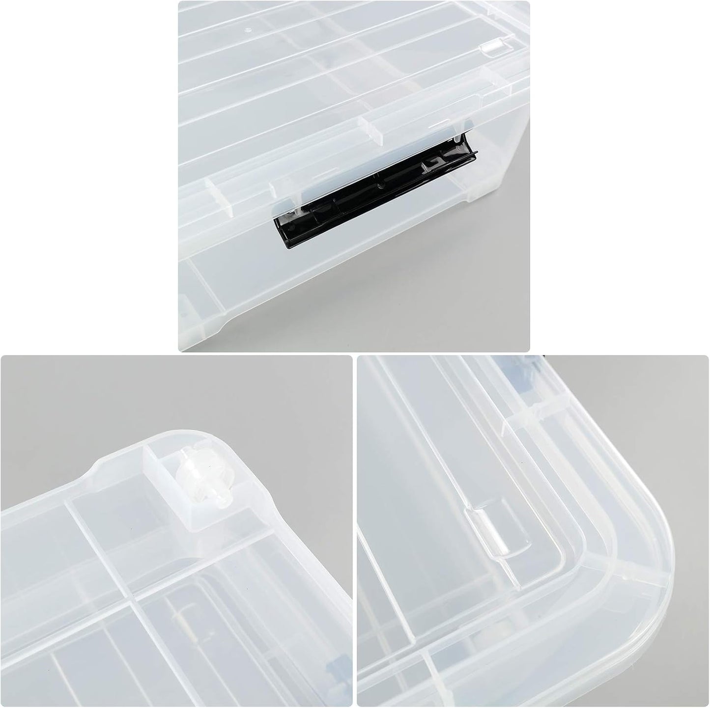 4-Pack 20 Quart Clear Under Bed Plastic Storage Bins with Wheels | Under Bed Storage Box, Locking Latch Lid, Easy-Glide Wheels, for Bedroom, Bathroom, Garage, and Office Organization