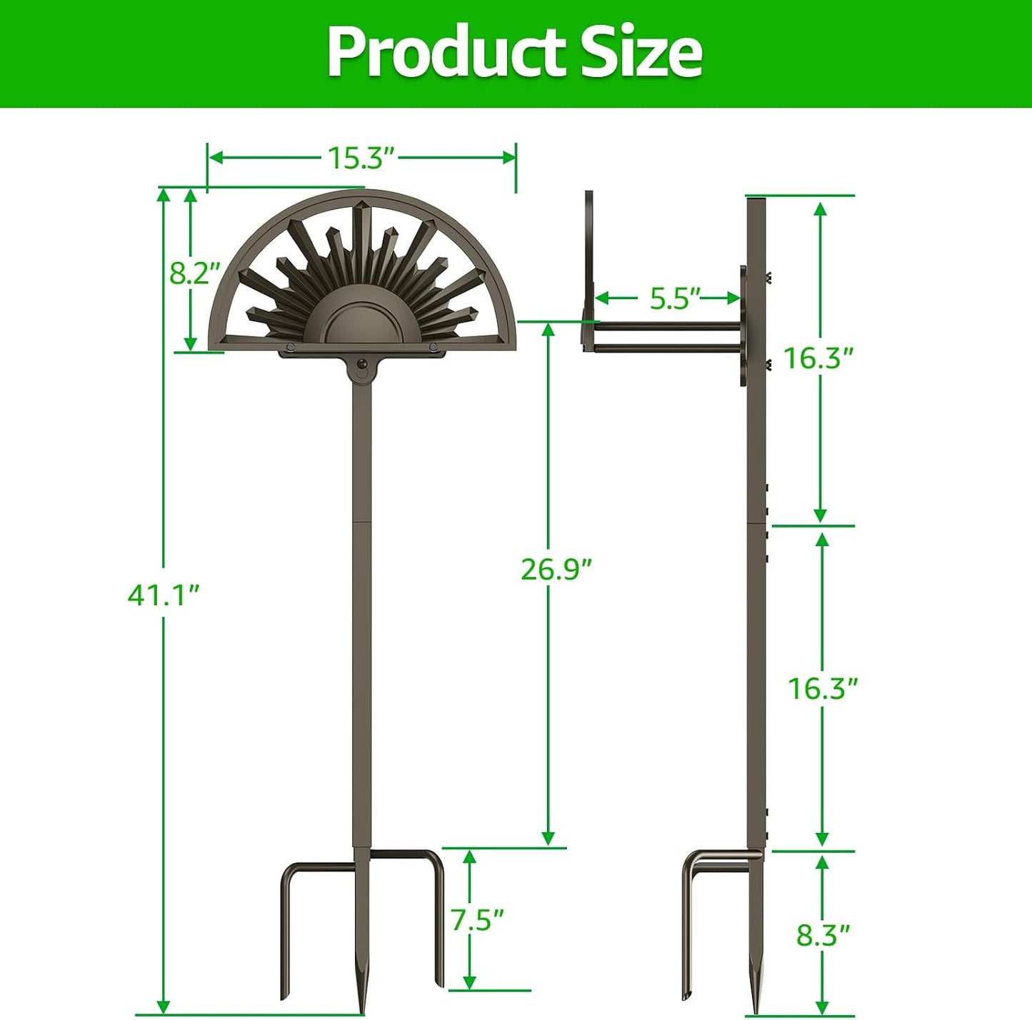 GOFORWILD Garden Hose Holder Holds 125-Feet of 5/8-Inch Hose Guage Steel | Decorative Hose Hanger Wall Mounted for Outside Yard Lawn Farm Heavy Duty Gift