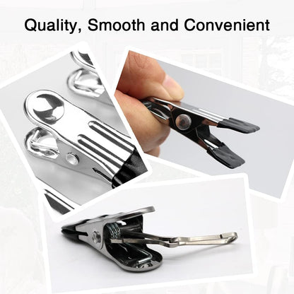 10PCS Small Clothes Pin with Hook for Easy Hanging, Stainless Steel Clothespins, Metal Laundry Grip Clips, Anti Rust, Multipurpose