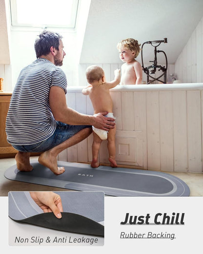 MontVoo Bath Mat - Non Slip, Quick Dry, Stain Resistant Bath Mat Rug for Bathroom Floor - Easy Care Shower Rug for Outside Bathtub - 17"x27" Grey