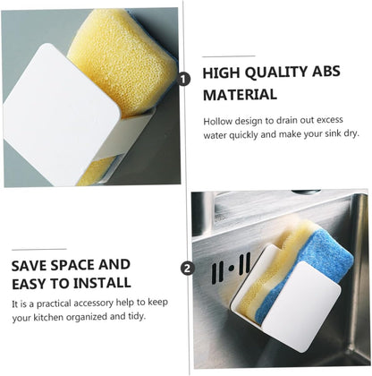 Luxshiny 2Pcs Sponge Holder Kitchen Sink Drain Rack Punch Wall Mounted Storage Organizer for Cleaning Cloths Sponges and Soap Quick Drying Design for Kitchen and Bathroom Use