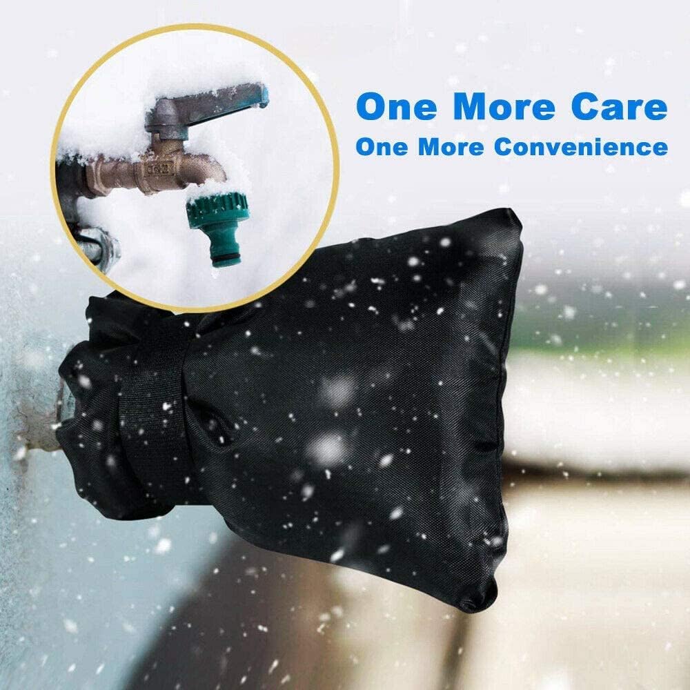 Outdoor Faucet Covers for Winter - 4 Pack Pro 6.7" W x 8.3" H Outdoor Water Faucet Cover Socks for Winter Freeze Protection Pipe Insulation Reusable Waterproof Insulated Spigot backflow Cover,Black