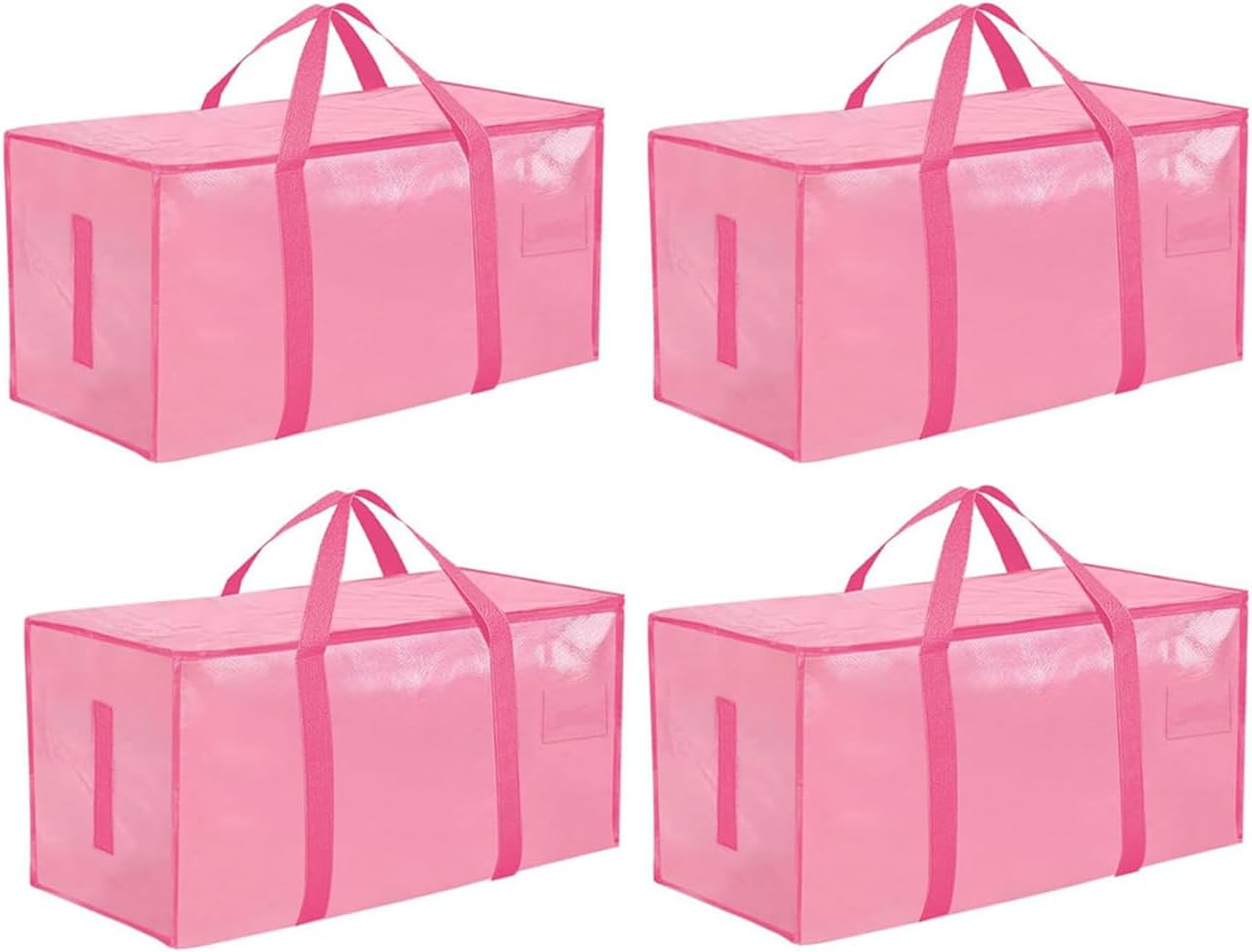 8 Pack-Extra Large Heavy Duty Moving Bags - Waterproof Storage Totes with Handles & Zippers, Foldable for College Dorm, Storage (Clear)