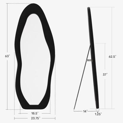 71"x32" Flannel Full Length Mirror, Arched Mirrors Full Length with Stand, Flannel Floor Mirror for Bedroom and Living Room, Full Body Mirror Hanging or Leaning, White