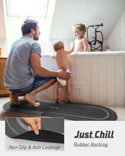MontVoo Bath Mat - Non Slip, Quick Dry, Stain Resistant Bath Mat Rug for Bathroom Floor - Easy Care Shower Rug for Outside Bathtub - 17"x27" Grey