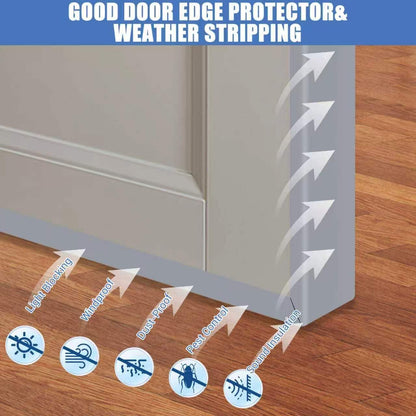 Slimline Cabinet Door Edge Protector, 3/4" Self Adhesive Peel and Stick Rubber Edge Guards, Flexible U Shaped Strips for Kitchen & Garbage Drawer Fronts, Edge Trims for Desks and Shelfves, Black, 10Ft
