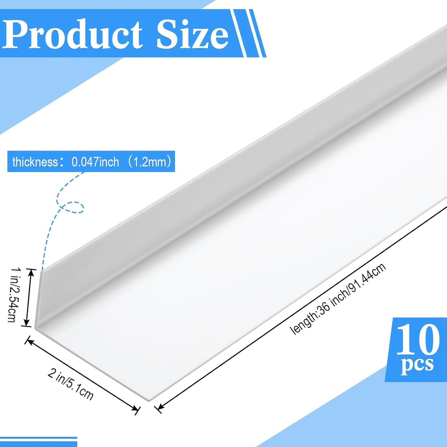 Sasylvia 10 Pcs Wall Corner Protector Guards, Vinyl 3/4 x 48 Inches Corner Trim Molding, Avoid Scratching Scuffs, Ease Install and Cleaning for Door Countertop Furniture Cabinet Protection, Clear