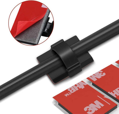 50PCS Self with 3M Adhesive Cable Clips Management Strong Wire Holders Cord Organizer Cable Clamp Sticky Desk Management for Office Home Car Tables PC Laptop TV Walls, Black
