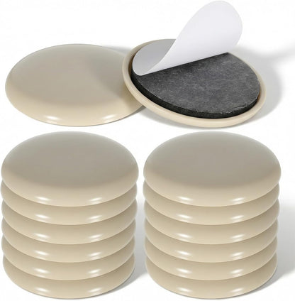 12 Pcs Furniture Sliders, Round Sliders for Furniture on Carpet, 2 Inch PE Floor Protectors for Sofa, Table & Chair Moving, Beige