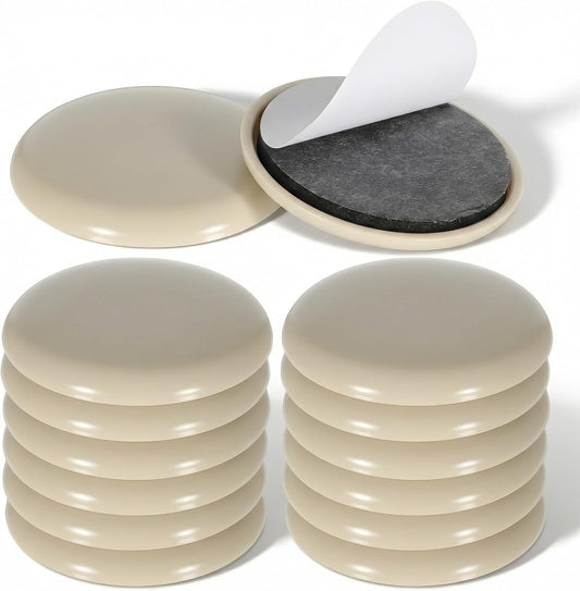 12 Pcs Furniture Sliders, Round Sliders for Furniture on Carpet, 2 Inch PE Floor Protectors for Sofa, Table & Chair Moving, Beige