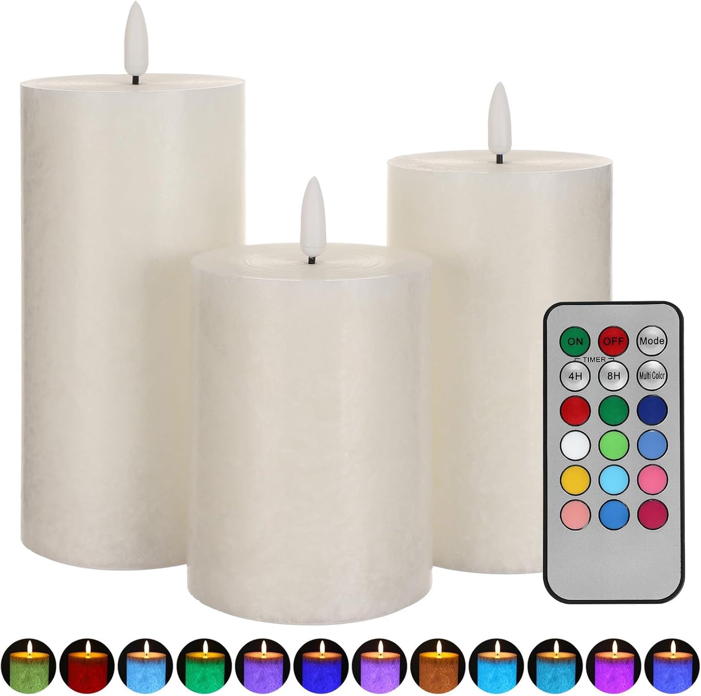 ANGELLOONG Flickering Flameless Candles, Realistic Battery Operated Candles with Remote and Timer, Set of 3 LED Candles for Room Fall Home Wedding Decor Centerpieces Table Party Valentines Decorations