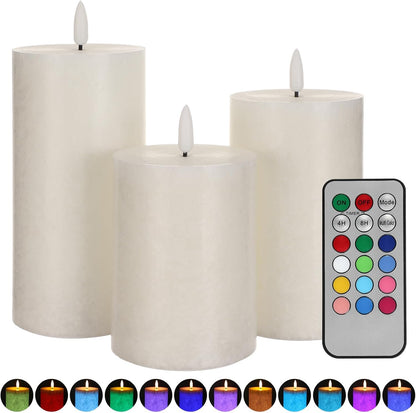 ANGELLOONG Flickering Flameless Candles, Realistic Battery Operated Candles with Remote and Timer, Set of 3 LED Candles for Room Fall Home Wedding Decor Centerpieces Table Party Valentines Decorations