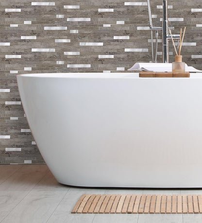 Yipscazo 2026 New Upgrade 11.34" X 11.57" Peel and Stick Backsplash, Stick on Backsplash Tiles for Kitchen, Bathroom, Fireplace (10 Sheets, Beige Rocks + Rose Gold)