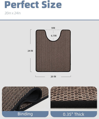 PADOOR Non-Slip Bath Mat With Rubber-Backing, Braided Absorbent Machine Washable Thin Rug for Bathroom Floor, Quick Dry, Fits Under Door, 17''x24'' Beige