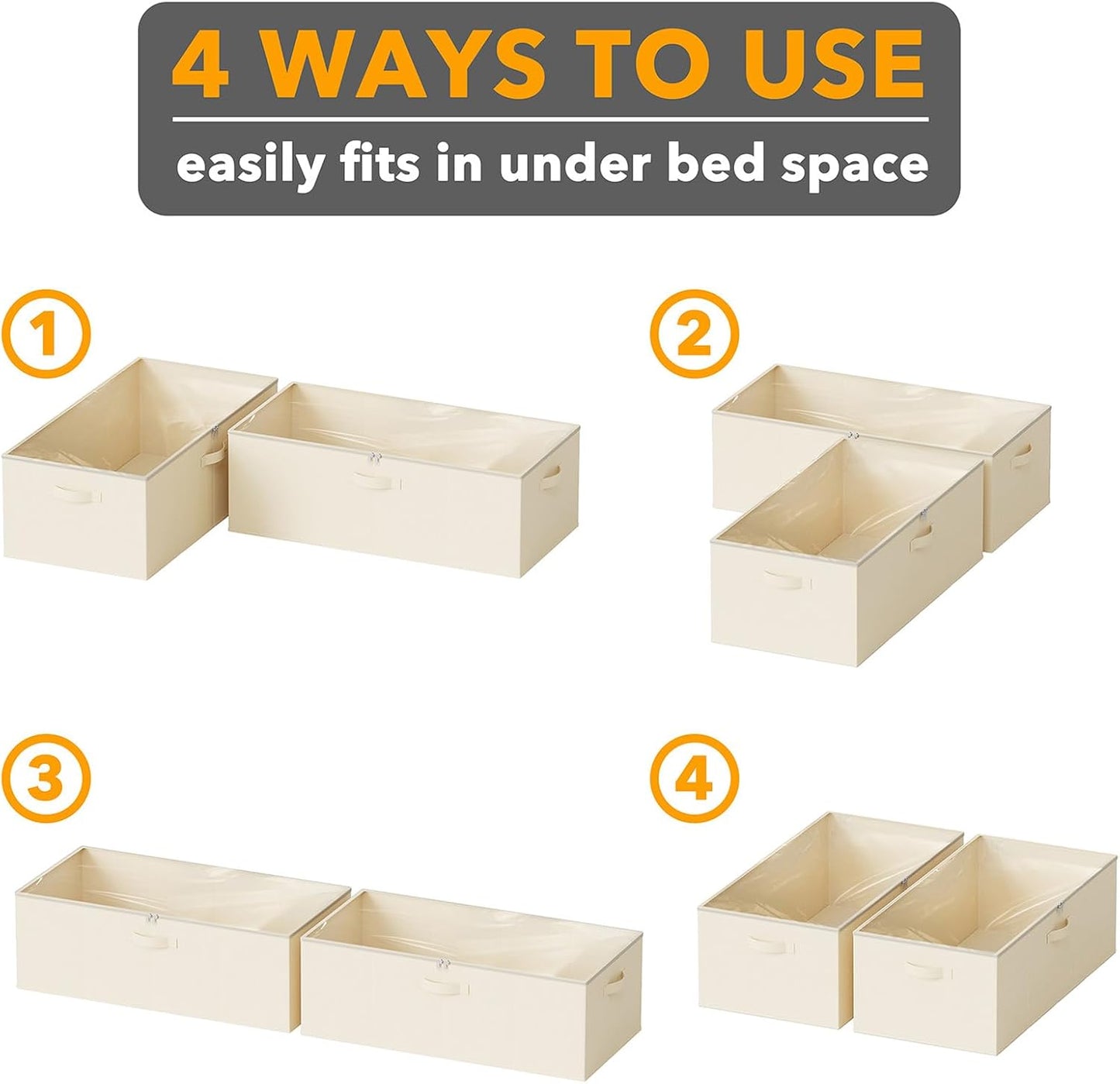 SpaceAid 2 Pack 10" High Under Bed Storage Containers, Large Underbed Storage Organizer Bins with Lids for Bedroom, Dorm, Clothes, Closet Organization, Bed Sheets and Blankets (Gray)
