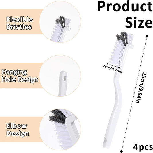 JJUNW 4Pcs Kitchen Scrub Brush, Angle Cleaning Brush, Right Angle Scrub Brush for Sink Household Dish Pot Pan Edge Corners, for Small Space Crevice Cleaning with Stiff Bristles (4)